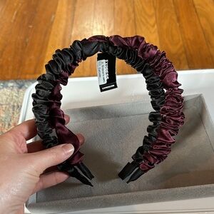 Express Satin Scrunch Headband - Black and Burgundy